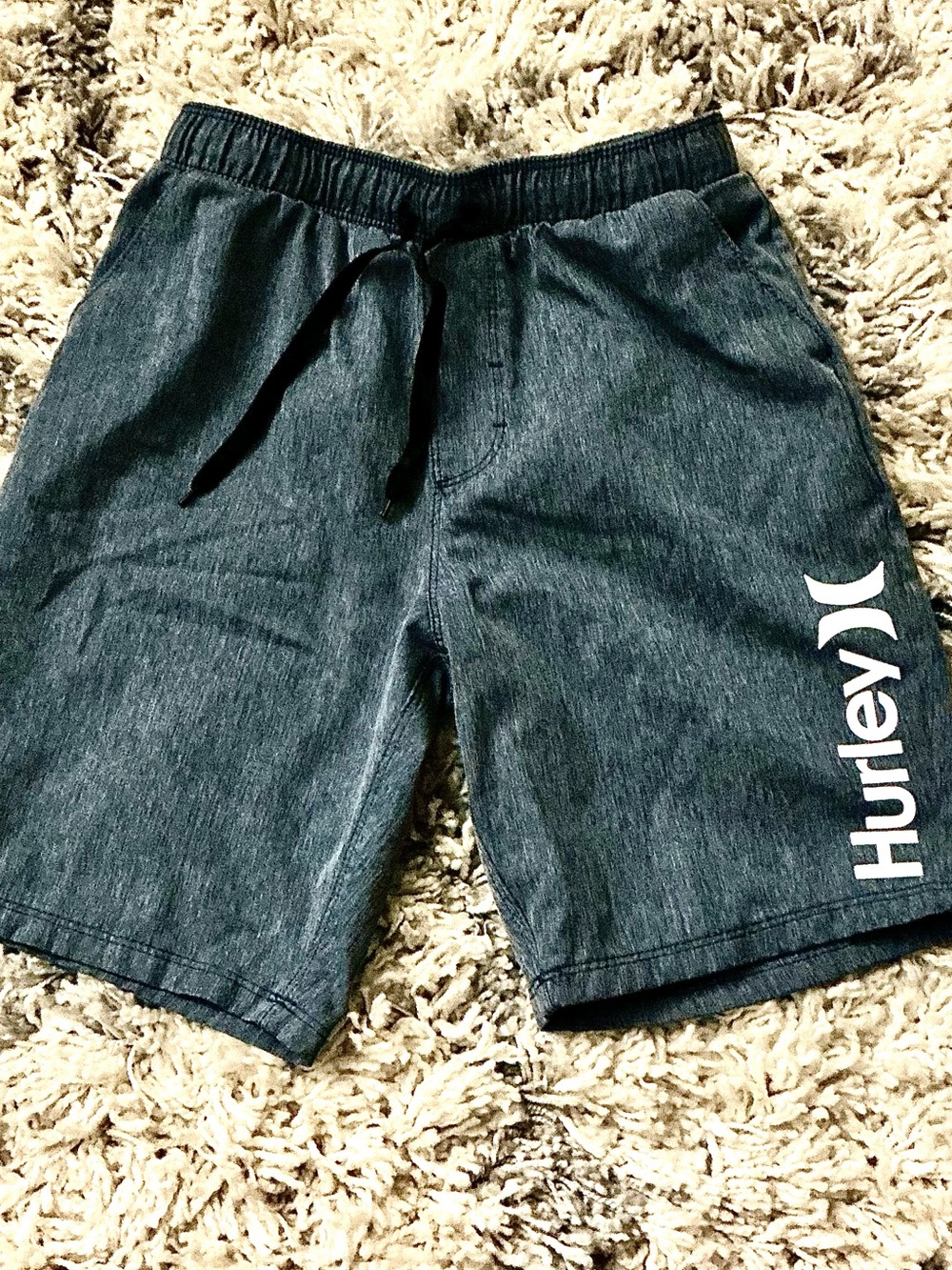 Hurley Boys Gray Pull-On Logo Shorts (Youth 10/12)